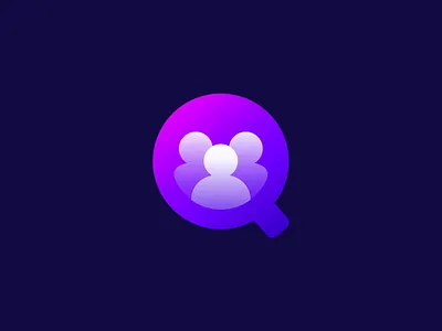 Q + Looking Glass + People blue branding branding agency gradient gradient color gradient design gradient icon icon logo logo design logo mark minimal negative space purple startup tieatie