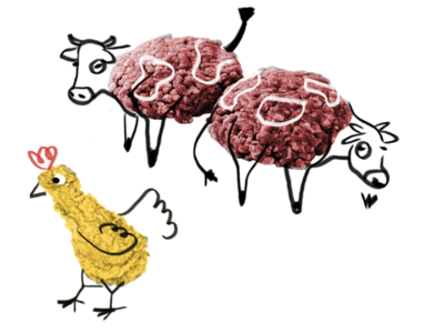 Meat without animals fried chicken hamburgers illustration sketch