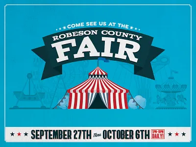 County Fair Design ad attractions blue campaign carnival country county fair flyer patriotic red retro retro design rides tent typography white