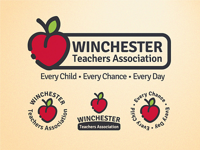 Winchester Teachers Association Logo apple education graphic heart logo mark school teacher