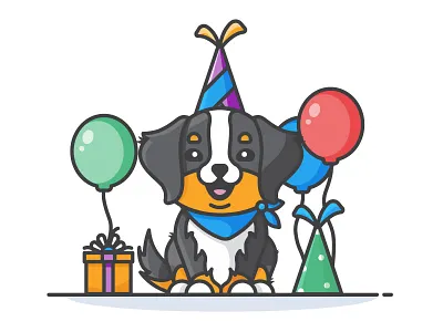 Pupper Birthday adobe birthday bork dog dog illustration illustraor illustration pupper puppy