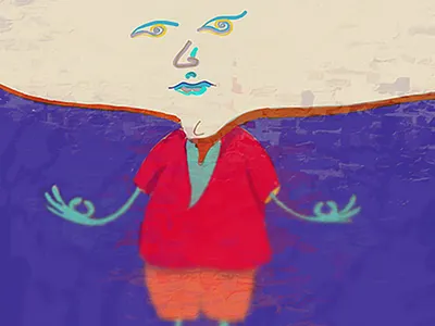 Meditation ar best character design eyes face flat illustration prop surreal