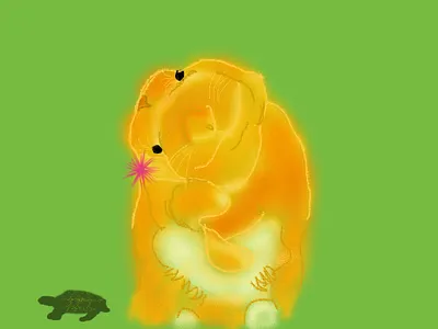 Rabbitturtle illistration pink flower smiling rabbit turtle