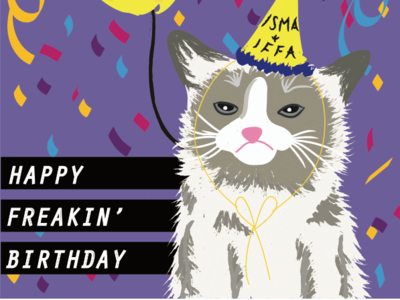 Birthday Card birthday card grumpy cat illustration vector