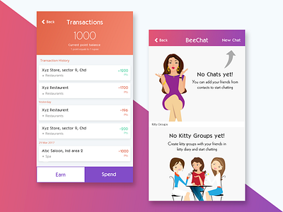 Transactions and Chat app chat ladies parties transaction ui ux wallet