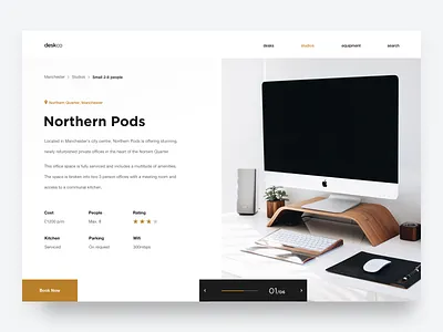 Deskco – studio page booking clean desk ecommerce landing page minimal minimalist office responsive simple studio typogaphy ui ux web design website workspace