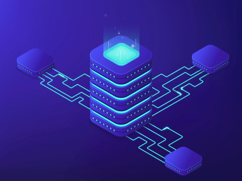 Server animation design illustration isometric motion