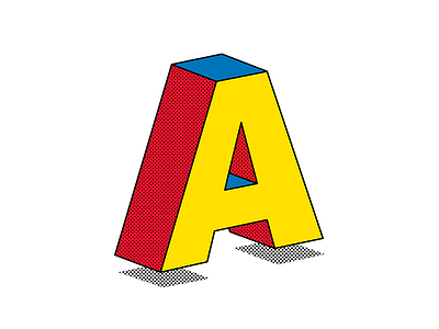 Letter A a design doodle half tone illustration letter primary colors type typography