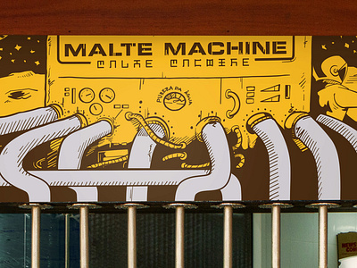 Malt Machine beer brewery cartoon illustration sci fi space taps