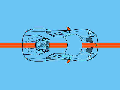 Ford GT auto automotive blue car engine fast ford ford gt gt gulf illustration illustrator orange pen tool race racecar vintage