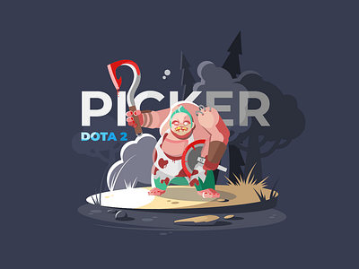 Pudge blood butcher dota2 forest huk illustration pudge pudge huk sunset