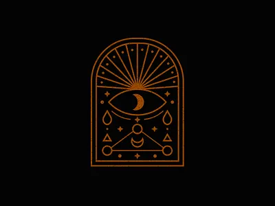 The Mystic Door art black cosmos door eye icon illustration logo moon mystic occult sign stars sun symbol