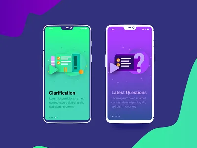 Welcome Ui Design 2018 clarification colorful design creative flat design gradient effect landing page latest question mobile app questions solution trending design ui welcome design