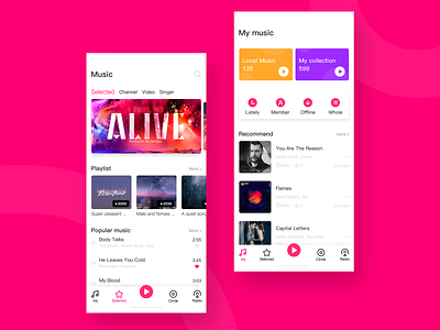 Intelligent music APP app design illustration ui