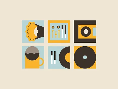 Modular Coffee coffee editorial flat icon illustration music pattern vector vinil
