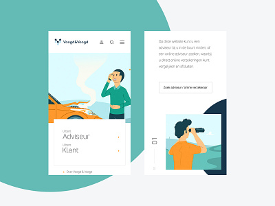 Voogd & Voogd - Mobile website branding corporate design illustration insurance mobile ui