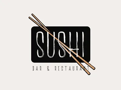 Sushi Logo Concept badge bar chopsticks design food futomaki japanese label logo logotype minimalism restaurant retro rolls seafood sushi sushibar typography unagi vintage