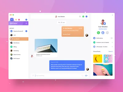 Messenger web app bubble chat cover design desktop icon landing landing page messenger notification profile select side bar sidemenu space user ux web web design