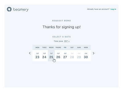 Beamery Demo Request Flow 1 b2b beamery calendar crm demo request recruitment scheduling software web design