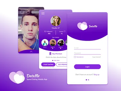 DateMe - Speed Dating Mobile App app concept design mobileapp ui ux