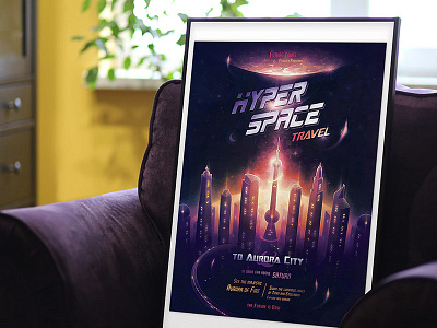 Visit Aurora Prime art blade runner city futuristic poster print retro retro future sci fi space travel