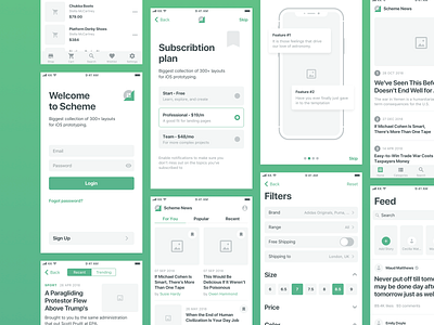 Scheme iOS Wireframe Kit flow ios mobile mobile app prototype sketch uikit ux uxflow wireframe