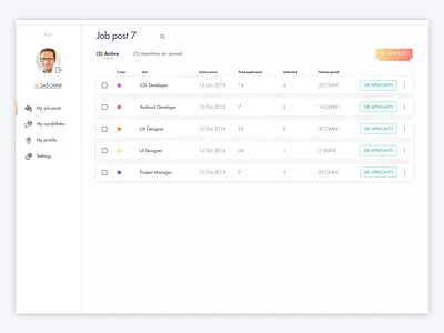 Job post - Omnibloc blockchain dashboard job board jobs stats tech ux