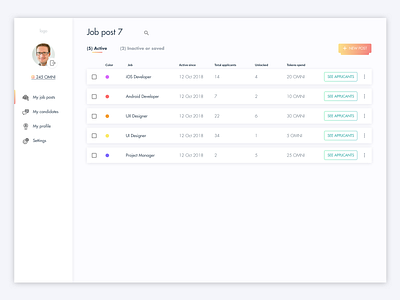 Job post - Omnibloc blockchain dashboard job board jobs stats tech ux