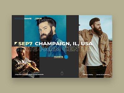 Jordan Davis - Tour page concept event grid music singer tour typoraphy ui ux web design