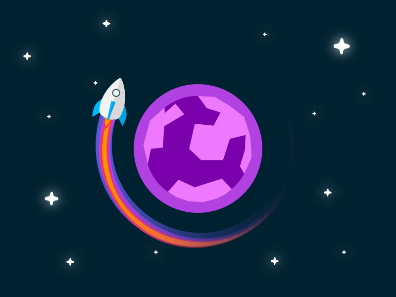 010 Orbit animation app dailyuichallenge design flatillustration illustration illustration365 orbit planet rocket rocket trails space vector