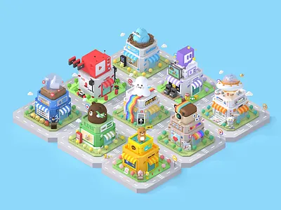 SNS TOWN c4d design facebook illust illustration instagram kakao line reddit snapchat sns twich twitter youtube