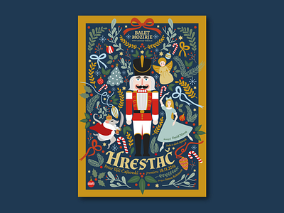 The Nutcracker ballet christmas digital illustration fairytale flat graphic design holiday illustration nutcracker poster theatre vector