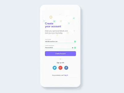 Hello Dribbble :) #DailyUI #001 001 app dailyui design form login minimal mobile app design sign up ui ux design