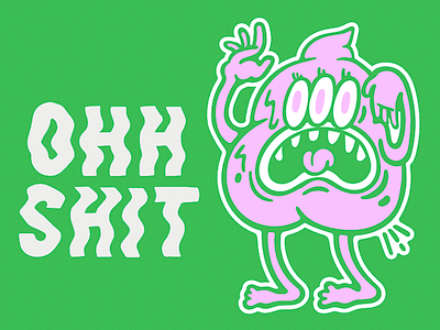 Dont Give Ah **** 90s chill green illustration illustrator monster pink politics poop punk screen print skate sticker street trippy