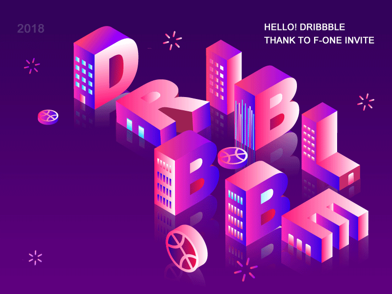 Hello dribbble !（2.5D) 品牌 插图 设计