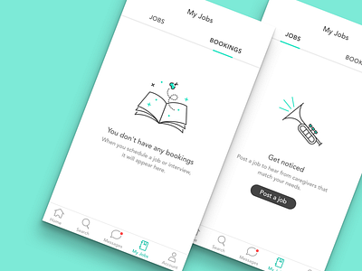 Empty States | Jobs and Bookings android care.com empty state icon design iconography illustration ios mobile ui