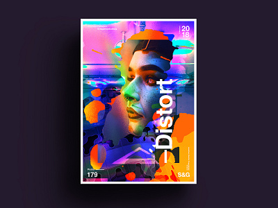 –Distort color design gradient poster scifi type typography