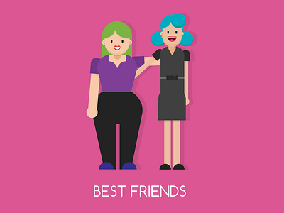 Best Friends - Flat Design Commission best best design blue body commission flat friends green punk rockabilly shape woman women