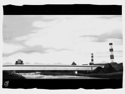 Skopje in three shots III blackwhite bridge clouds composition design digital environment film illustration illustration design illustration digital river shots