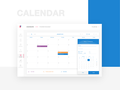 Dashboard - Calendar page dashboard design interface design ui ux web portal website