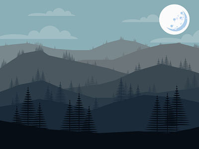 006 - Night Sky 365 project flat design illustration practice