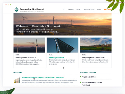 Renewable Energy cards clean creative energy homescreen nonprofit web webdesigner