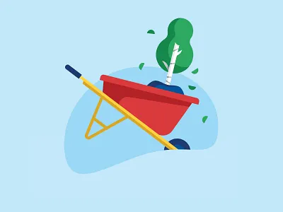 RaiseMe - Community Service illustration school tree wheelbarrow