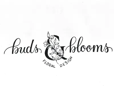 Buds & Blooms Logo Design branding hand lettering illustration logo