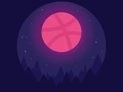 Dribbble Moon ball dribbble flat forest illustration moon night sky stars sticker