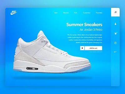 NIKE Air Jordan 3 Retro Product Page 2018 adobe clean design gradient jordan nike photoshop ui ux website xd