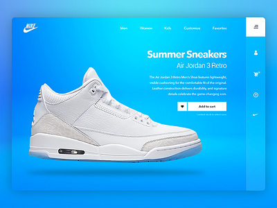 NIKE Air Jordan 3 Retro Product Page 2018 adobe clean design gradient jordan nike photoshop ui ux website xd