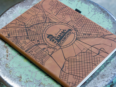 RVA Notebook cut design designer engrave illustration kugo laser leather leather goods logo richmond rva