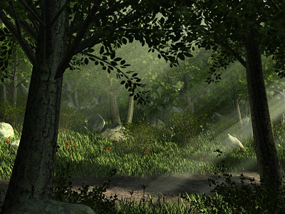 The Road to Iceland 3d digital 3d environment exterior fantasy flower game game art medieval road rock rpg soil sunbeam tree videogame