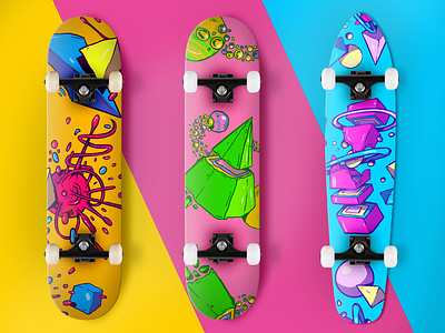 Skateboards Illustration Design acid adobe art color colors design draw illustration photoshop sk8 skate skateboard street fashion trip